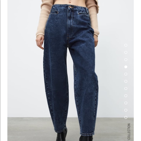 Zara High Waisted Ballon Fit Jean in Sage Green - Picture 2 of 6